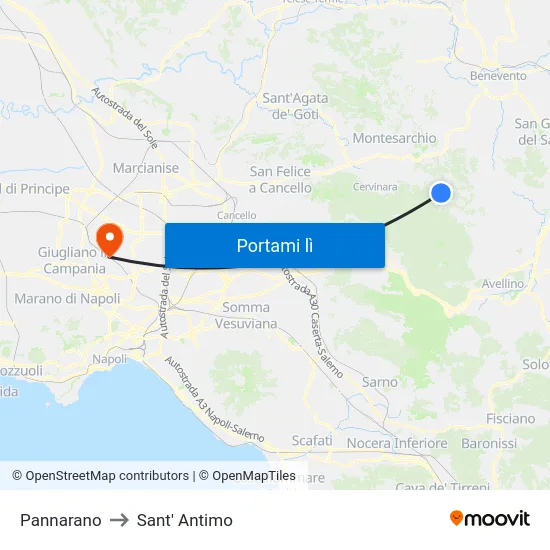 Pannarano to Sant' Antimo map