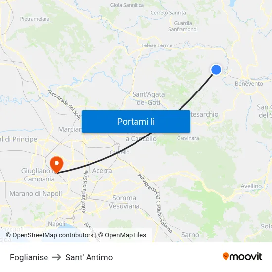Foglianise to Sant' Antimo map