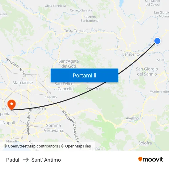 Paduli to Sant' Antimo map