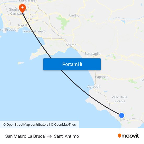 San Mauro La Bruca to Sant' Antimo map