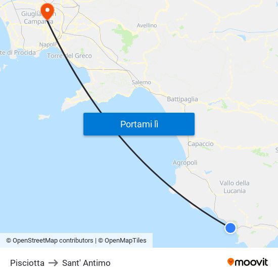 Pisciotta to Sant' Antimo map