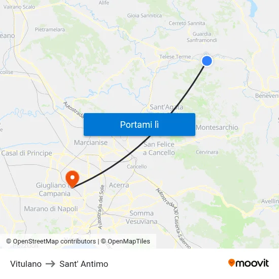 Vitulano to Sant' Antimo map