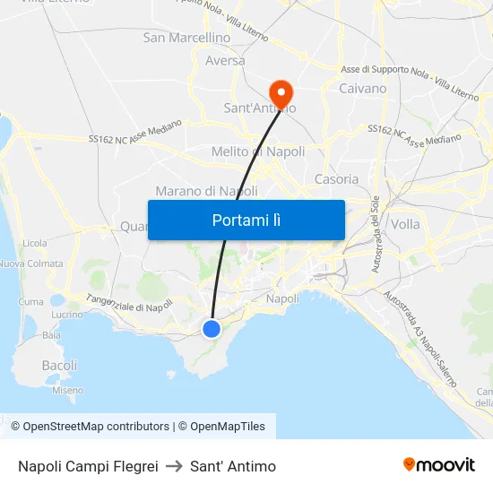 Napoli Campi Flegrei to Sant' Antimo map