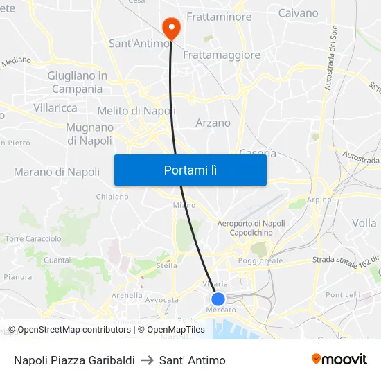 Napoli Piazza Garibaldi to Sant' Antimo map