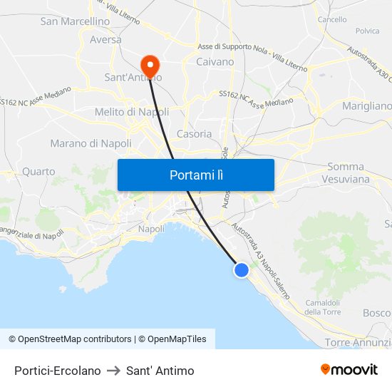 Portici-Ercolano to Sant' Antimo map