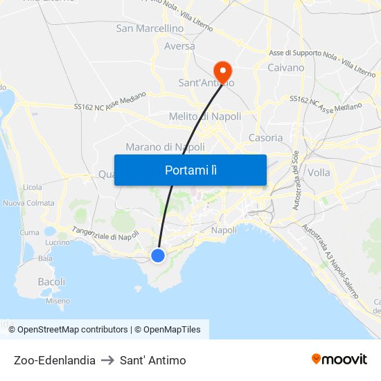 Zoo-Edenlandia to Sant' Antimo map