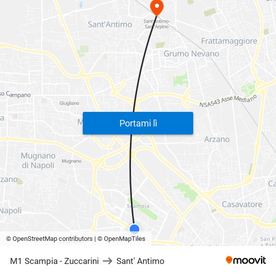 M1 Scampia - Zuccarini to Sant' Antimo map