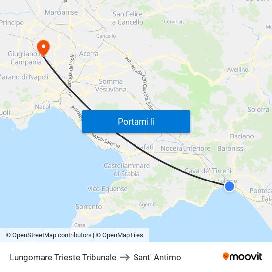 Lungomare Trieste Tribunale to Sant' Antimo map