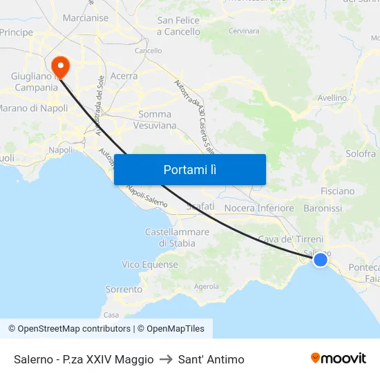 Salerno - P.za XXIV Maggio to Sant' Antimo map