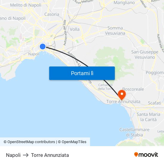 Napoli to Torre Annunziata map