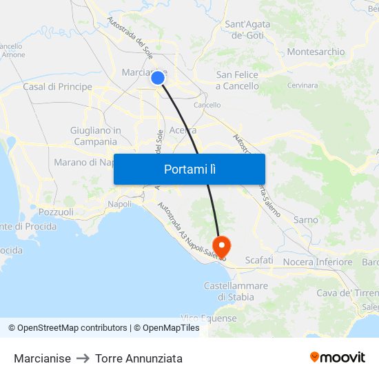 Marcianise to Torre Annunziata map