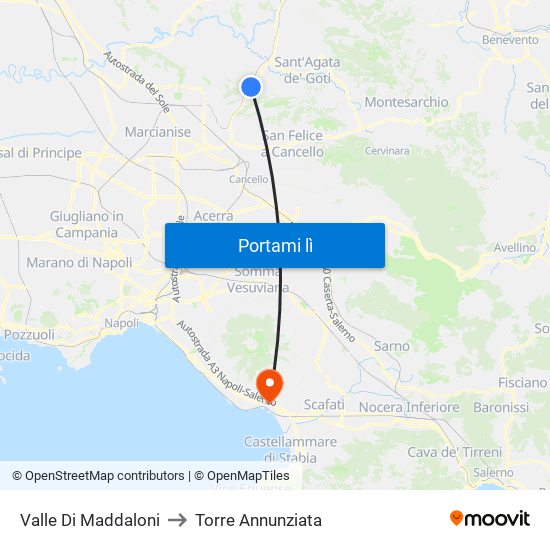 Valle Di Maddaloni to Torre Annunziata map
