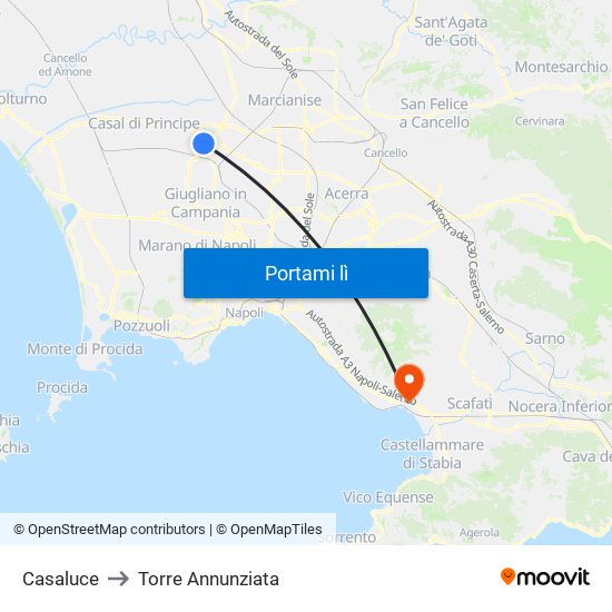 Casaluce to Torre Annunziata map