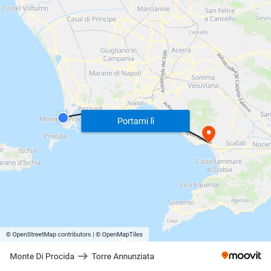 Monte Di Procida to Torre Annunziata map
