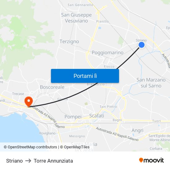 Striano to Torre Annunziata map