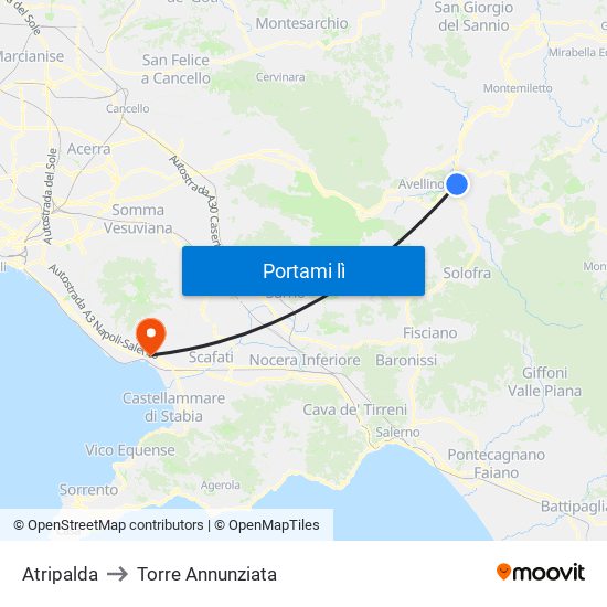 Atripalda to Torre Annunziata map