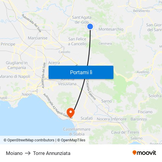 Moiano to Torre Annunziata map