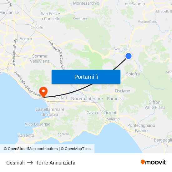 Cesinali to Torre Annunziata map