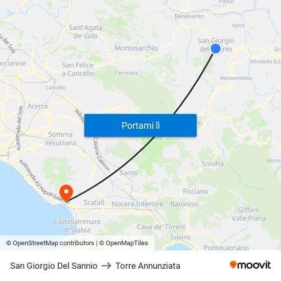 San Giorgio Del Sannio to Torre Annunziata map