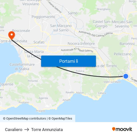 Cavaliero to Torre Annunziata map