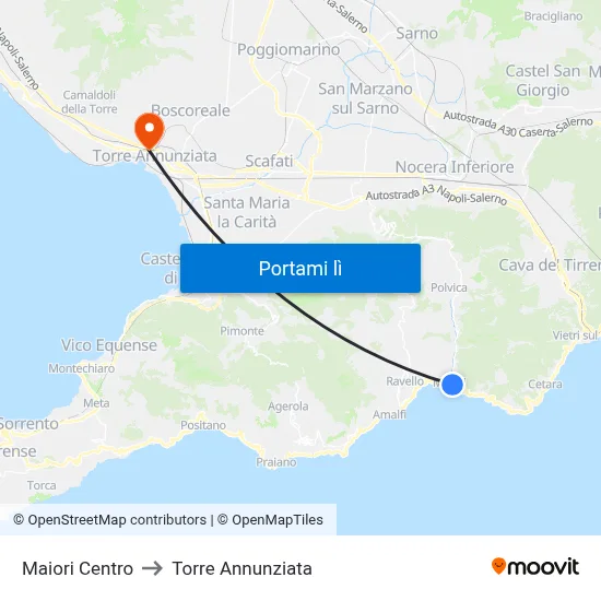 Maiori Centro to Torre Annunziata map