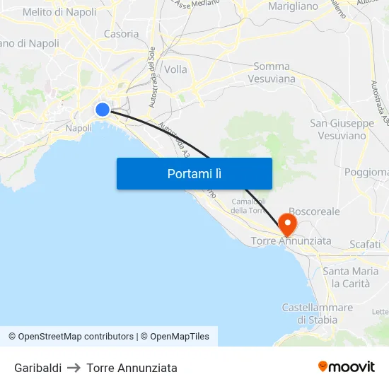Garibaldi to Torre Annunziata map
