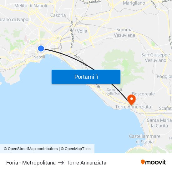 Foria - Metropolitana to Torre Annunziata map