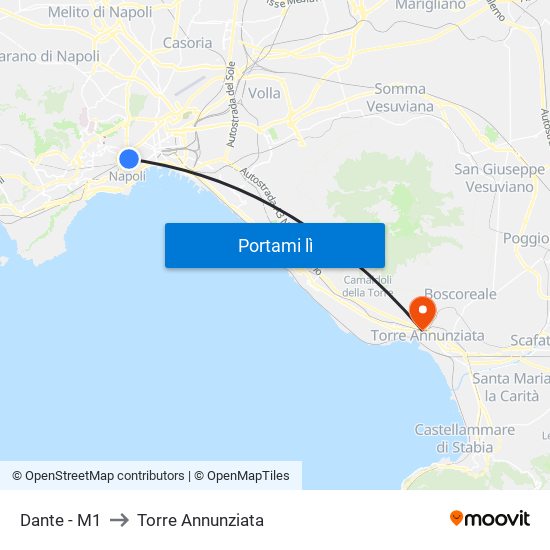 Dante - M1 to Torre Annunziata map