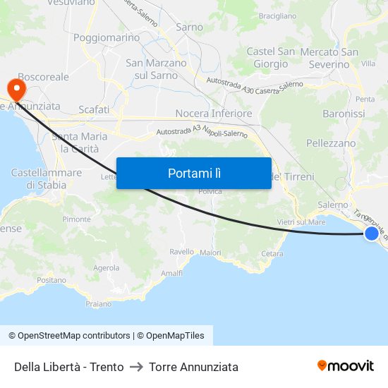 Della Libertà - Trento to Torre Annunziata map