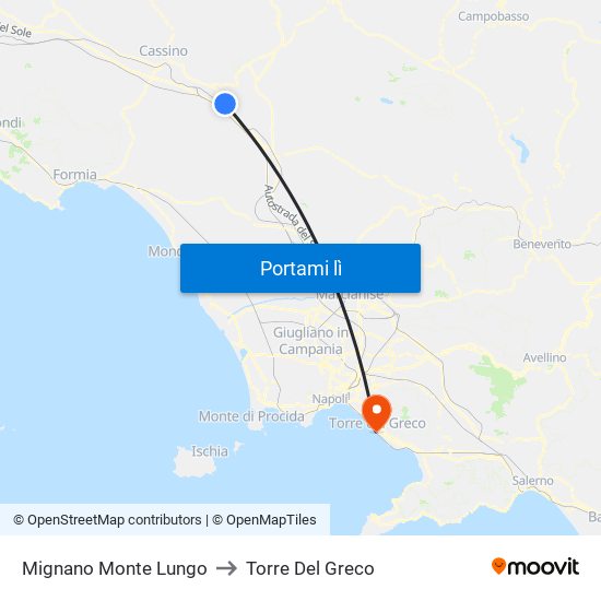 Mignano Monte Lungo to Torre Del Greco map