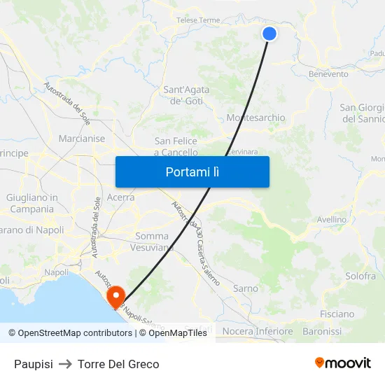 Paupisi to Torre Del Greco map