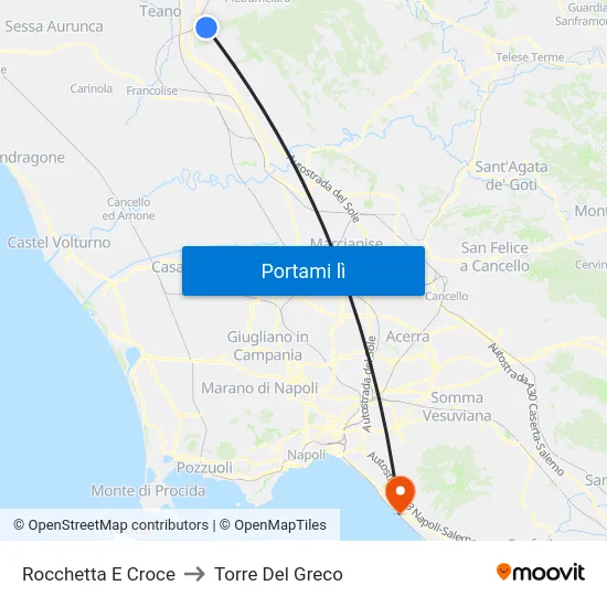 Rocchetta E Croce to Torre Del Greco map