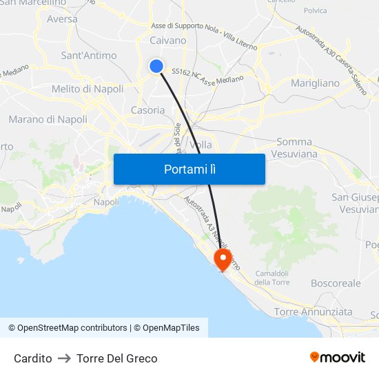 Cardito to Torre Del Greco map