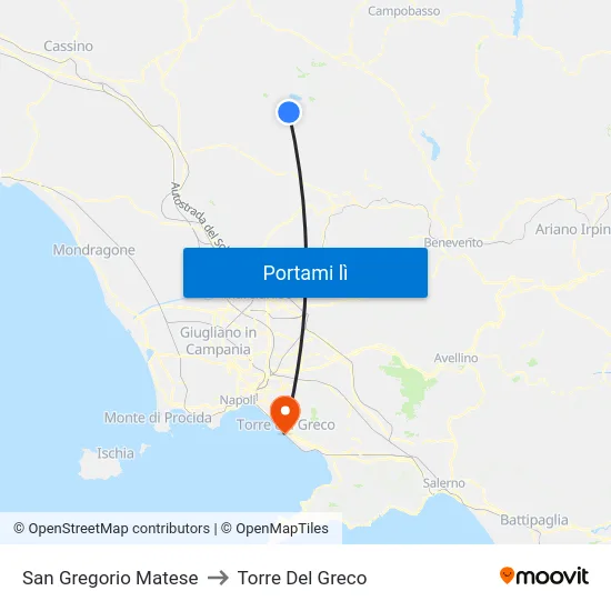 San Gregorio Matese to Torre Del Greco map
