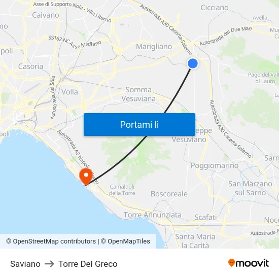 Saviano to Torre Del Greco map