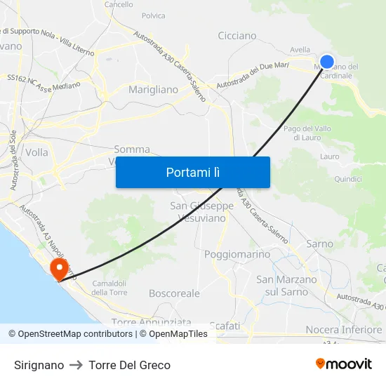 Sirignano to Torre Del Greco map