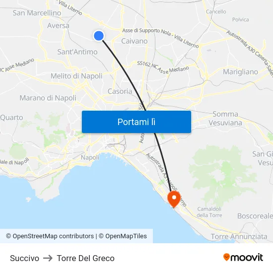 Succivo to Torre Del Greco map