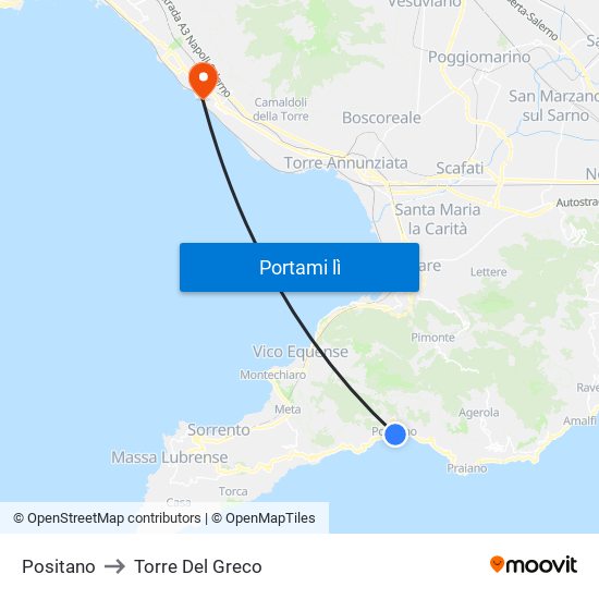 Positano to Torre Del Greco map