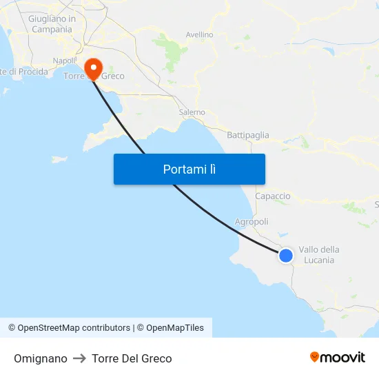 Omignano to Torre Del Greco map
