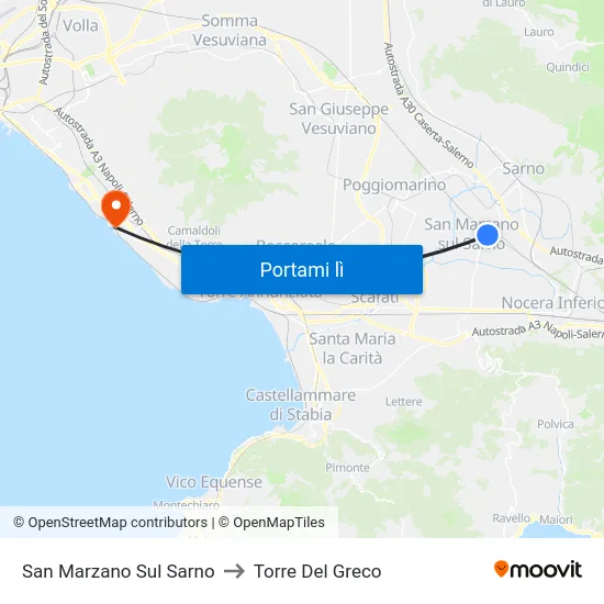 San Marzano Sul Sarno to Torre Del Greco map