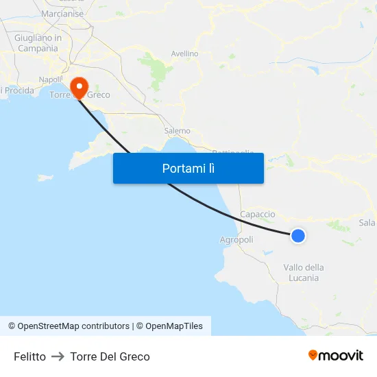 Felitto to Torre Del Greco map