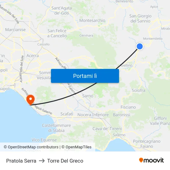 Pratola Serra to Torre Del Greco map