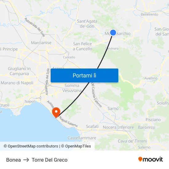 Bonea to Torre Del Greco map
