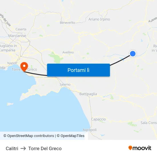 Calitri to Torre Del Greco map