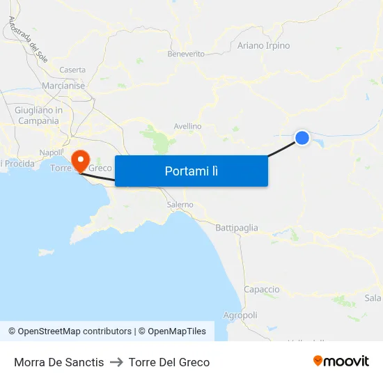 Morra De Sanctis to Torre Del Greco map
