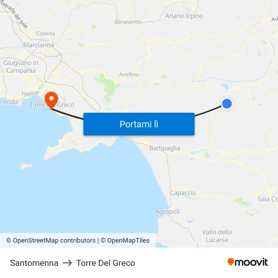 Santomenna to Torre Del Greco map