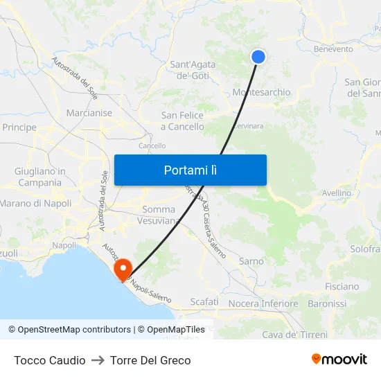 Tocco Caudio to Torre Del Greco map