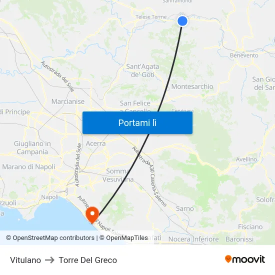Vitulano to Torre Del Greco map