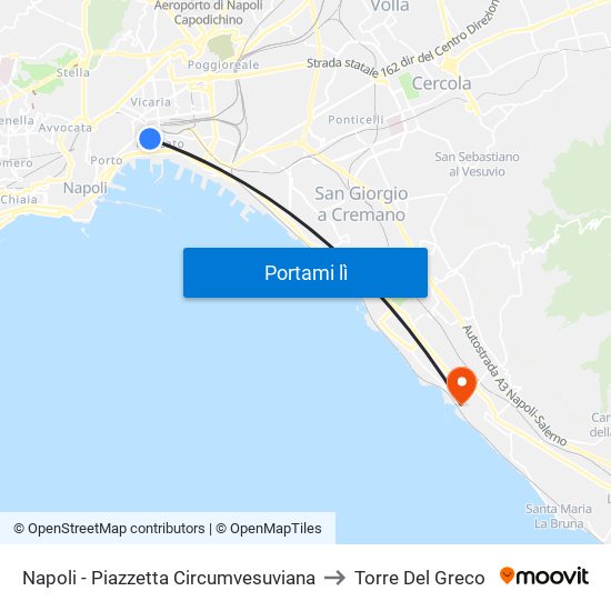 Napoli - Piazzetta Circumvesuviana to Torre Del Greco map