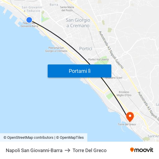 Napoli San Giovanni-Barra to Torre Del Greco map